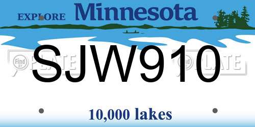 SJW910 Minnesota License Plate