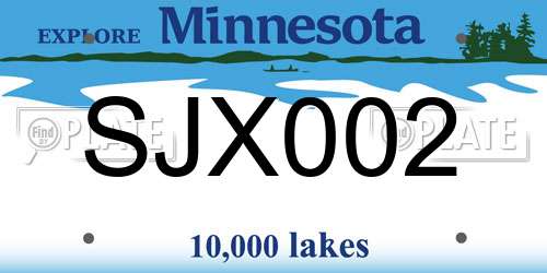 SJX002 Minnesota License Plate