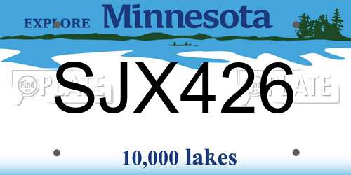 SJX426 Minnesota License Plate