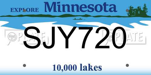 SJY720 Minnesota License Plate