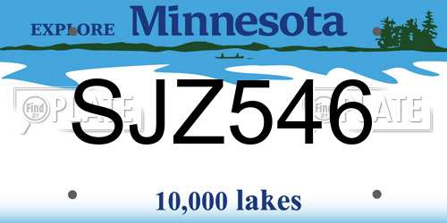 SJZ546 Minnesota License Plate