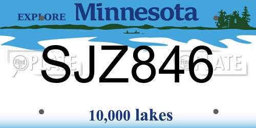 SJZ846 Minnesota License Plate