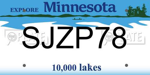 SJZP78 Minnesota License Plate