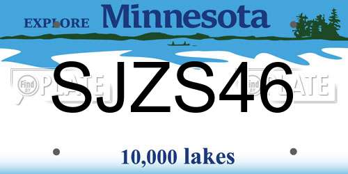 SJZS46 Minnesota License Plate