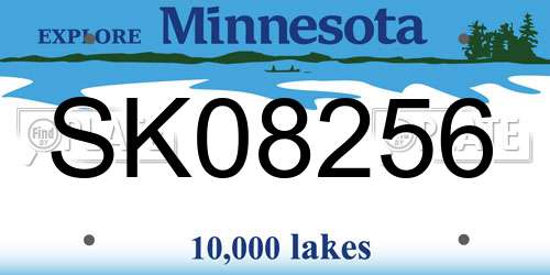 SK08256 Minnesota License Plate