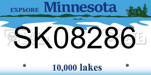 SK08286 Minnesota License Plate
