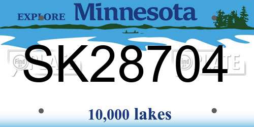 SK28704 Minnesota License Plate