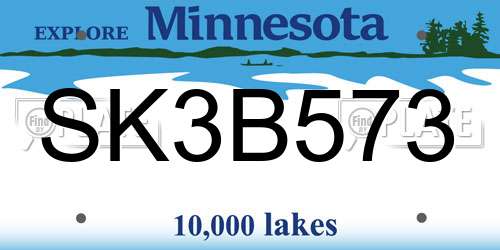 SK3B573 Minnesota License Plate