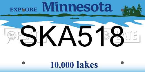 SKA518 Minnesota License Plate