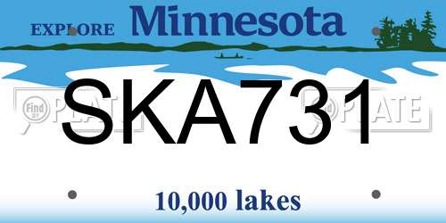 SKA731 Minnesota License Plate