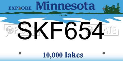 SKF654 Minnesota License Plate