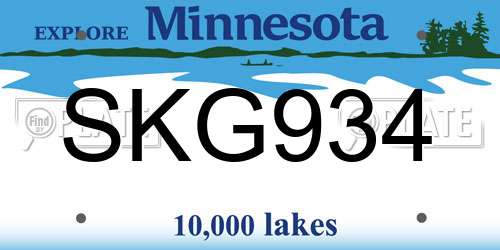 SKG934 Minnesota License Plate