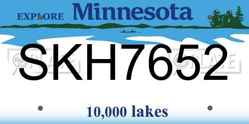 SKH7652 Minnesota License Plate