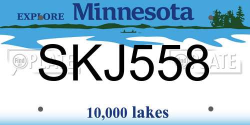 SKJ558 Minnesota License Plate