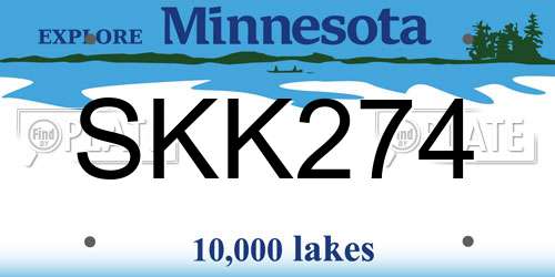 SKK274 Minnesota License Plate