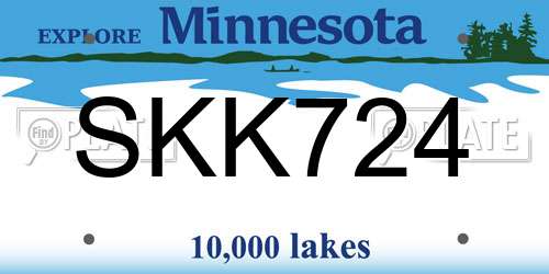 SKK724 Minnesota License Plate