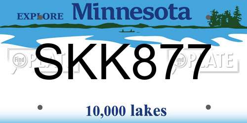 SKK877 Minnesota License Plate