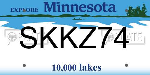 SKKZ74 Minnesota License Plate