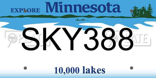 SKY388 Minnesota License Plate