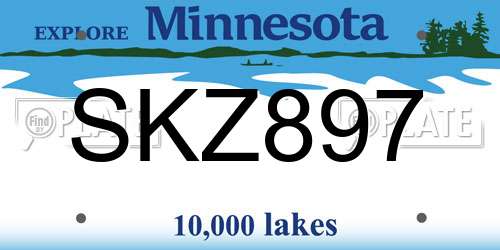 SKZ897 Minnesota License Plate