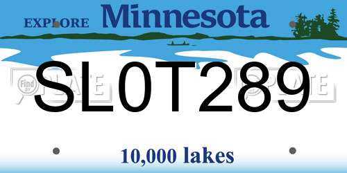 SL0T289 Minnesota License Plate