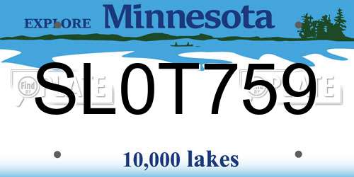 SL0T759 Minnesota License Plate