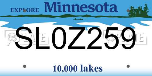 SL0Z259 Minnesota License Plate