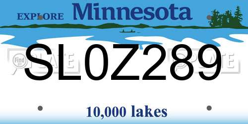SL0Z289 Minnesota License Plate