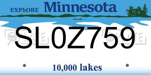 SL0Z759 Minnesota License Plate