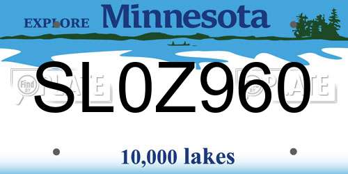 SL0Z960 Minnesota License Plate