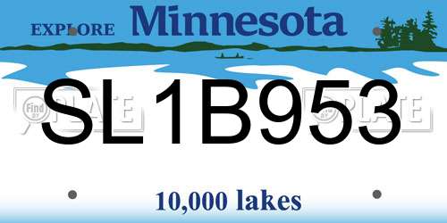 SL1B953 Minnesota License Plate