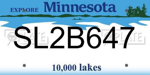 SL2B647 Minnesota License Plate