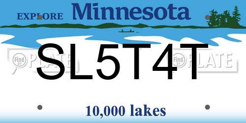 SL5T4T Minnesota License Plate
