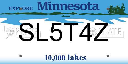 SL5T4Z Minnesota License Plate