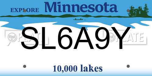 SL6A9Y Minnesota License Plate