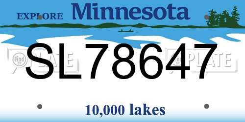 SL78647 Minnesota License Plate