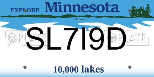 SL7I9D Minnesota License Plate