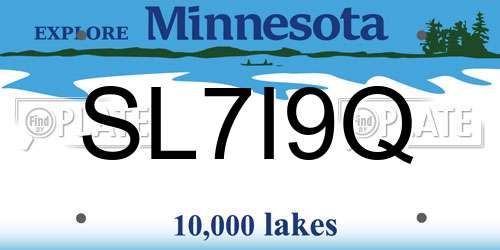 SL7I9Q Minnesota License Plate