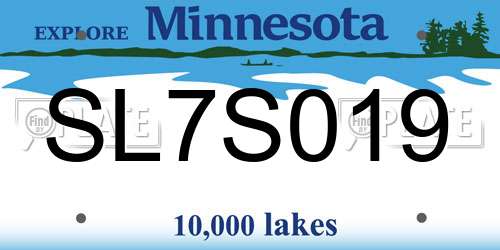 SL7S019 Minnesota License Plate