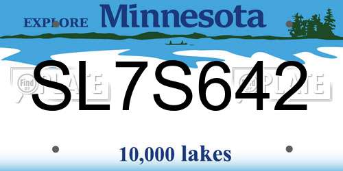 SL7S642 Minnesota License Plate
