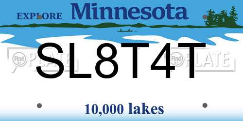SL8T4T Minnesota License Plate