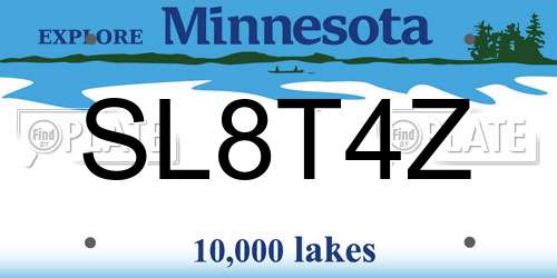 SL8T4Z Minnesota License Plate