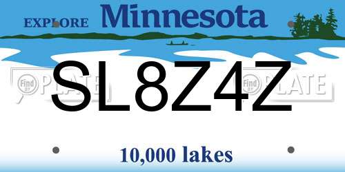 SL8Z4Z Minnesota License Plate