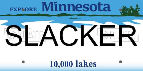 SLACKER Minnesota License Plate