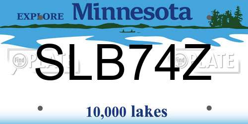 SLB74Z Minnesota License Plate