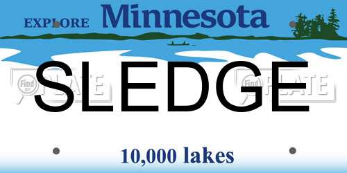 SLEDGE Minnesota License Plate
