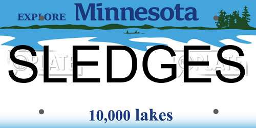 SLEDGES Minnesota License Plate