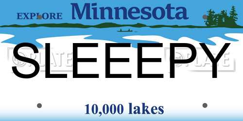 SLEEEPY Minnesota License Plate