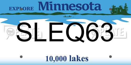SLEQ63 Minnesota License Plate