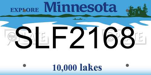 SLF2168 Minnesota License Plate